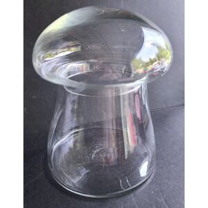 Vintage 70's Libbey Clear Glass Merry Mushroom Lidded Terrarium Apothecary Jar